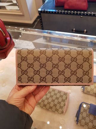 GUCCI Canvas Leather Long Wallets 