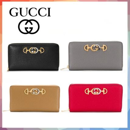 GUCCI 2019 20AW Gucci Zumi Grainy Leather Zip Around Wallet 570661 1B90X 