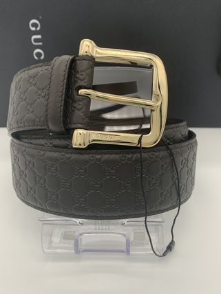 GUCCI Unisex Leather Logo Belts 