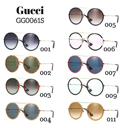 GUCCI Round Frame Metal Sunglasses GG0061S 