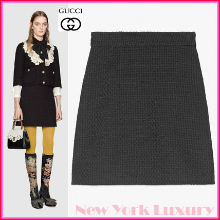 GUCCI Short Casual Style Tweed Plain Office Style Elegant Style 481219 