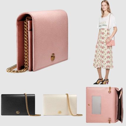 GUCCI GG Marmont 2019 SS 2WAY Plain Leather Elegant Style Crossbody Shoulder Bags