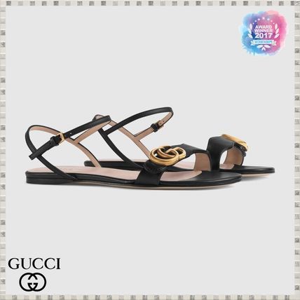 GUCCI 2019 SS Leather Double G Sandal 524631A3N001000 
