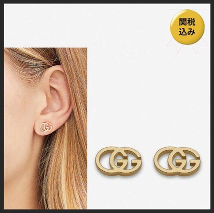 GUCCI 2019 20AW Studded 18K Gold Elegant Style Earrings