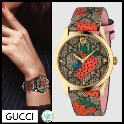 GUCCI GG Supreme Casual Style Blended Fabrics Street Style Round Party Style 