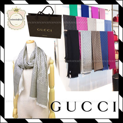 GUCCI Monogram Silk Elegant Style Lightweight ScarvesShawls 
