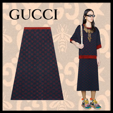 GUCCI Interlocking G Lame Wool Skirt 605923 XKAHT 4668 