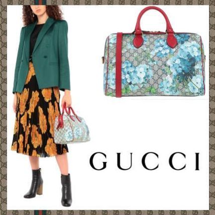 GUCCI Flower Patterns 2WAY Leather Logo Handbags 