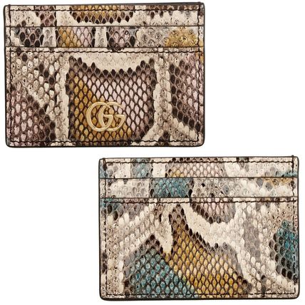 GUCCI Unisex Python Logo Card Holders 