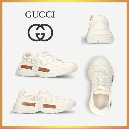 GUCCI Casual Style Street Style Plain Leather Logo 