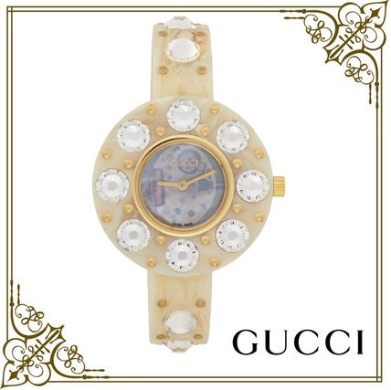 GUCCI 2020 SS Studded Silicon Round Elegant Style Analog Watches 
