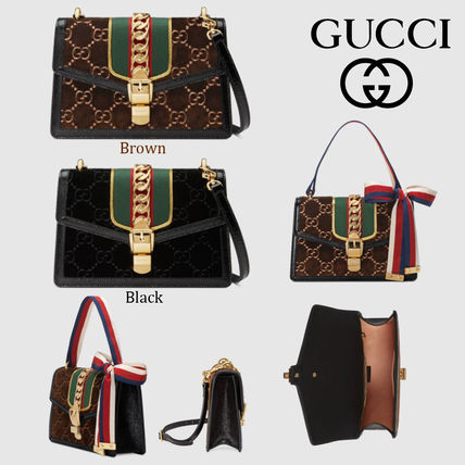 GUCCI Sylvie 2018 19AW Monogram Leather Elegant Style Crossbody Shoulder Bags