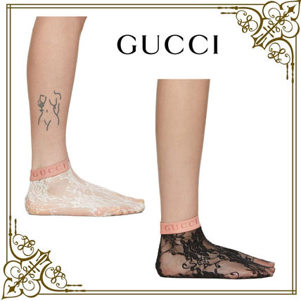 GUCCI 2019 20AW Nylon Lace Logo SocksTights 