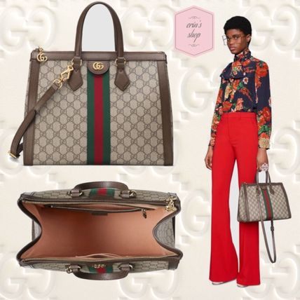 GUCCI Ophidia 2018 19AW Stripes Monogram Casual Style Unisex Canvas Blended Fabrics 