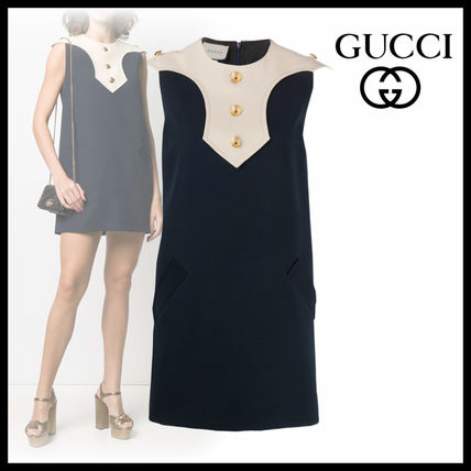 GUCCI 2020 SS Short Wool Silk Sleeveless Party Style Elegant Style Logo 597324Zad88 