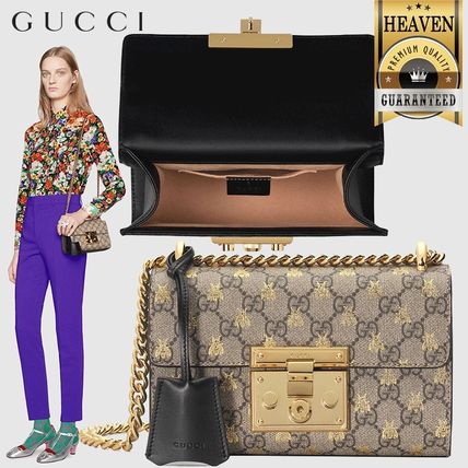 GUCCI 2020 SS Padlock Small Gg Bees Shoulder Bag 409487 9F26G 8319 