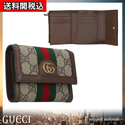 GUCCI Ophidia Monogram Unisex Canvas Leather Folding Wallet 625703 96IWG 8745 
