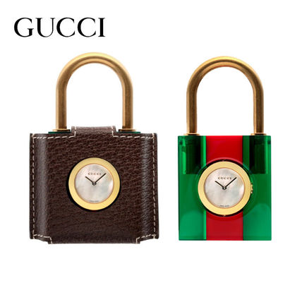 GUCCI Casual Style Unisex Leather Quartz Watches Accessories