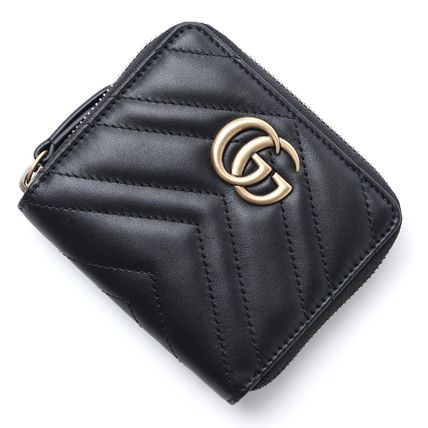 GUCCI GG Marmont 2017 18AW Plain Leather Small Wallet Coin Cases 