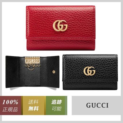 GUCCI 2019 20AW Unisex Plain Leather Logo KeychainsBag Charms 