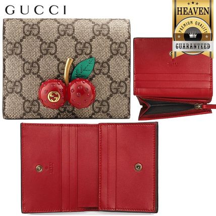 GUCCI GG Supreme 2020 SS Gg Supreme Card Case Wallet With Cherries 476050 K9GXT 8694 