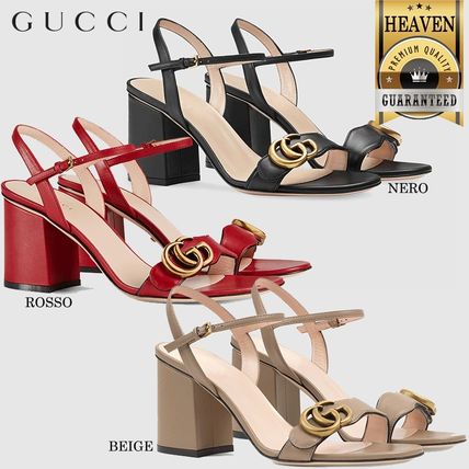 GUCCI 2020 SS Leather Mid Heel Sandal