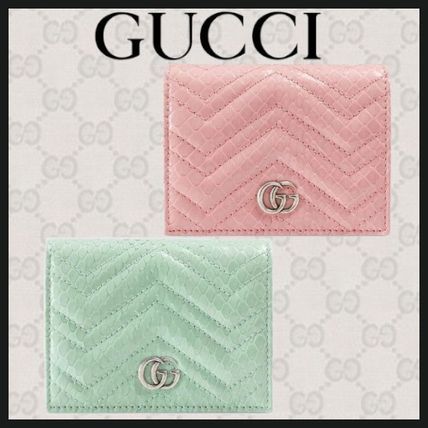 GUCCI GG Marmont 2020 SS Unisex Leather Python Folding Wallet Small Wallet Logo
