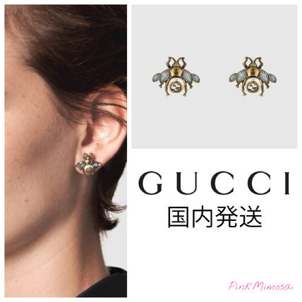GUCCI 2019 20AW Bee Earrings With Crystals 489894 J1D51 8062 