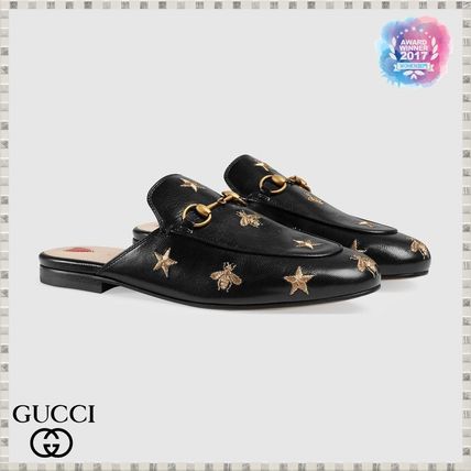 GUCCI Princetown 2019 SS Princetown Embroidered Leather Slipper 505268D3V001000 