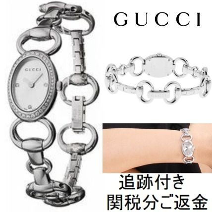 GUCCI Blended Fabrics Round Quartz Watches Stainless Elegant Style YA118505 