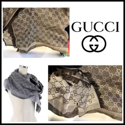 GUCCI Wool Silk Logo KnitFur Scarves 2823903g7049564 