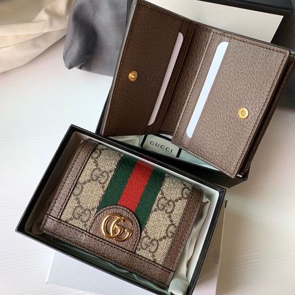 GUCCI GG Supreme 2019 20AW Monogram Leather Folding Wallet Small Wallet Logo 