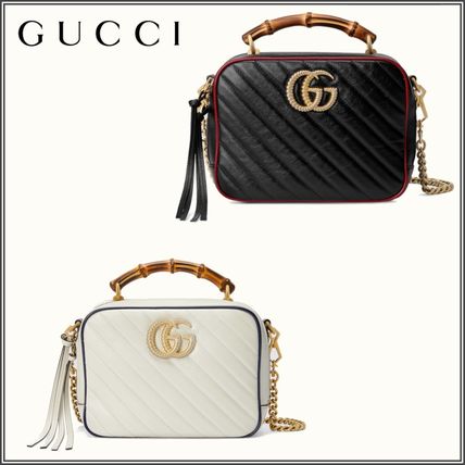 GUCCI GG Marmont 2WAY Chain Plain Leather Crossbody Logo Handbags