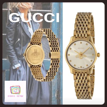 GUCCI Casual Style Round Party Style Quartz Watches Elegant Style 