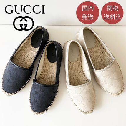 GUCCI Unisex Street Style Plain Logo Flats 