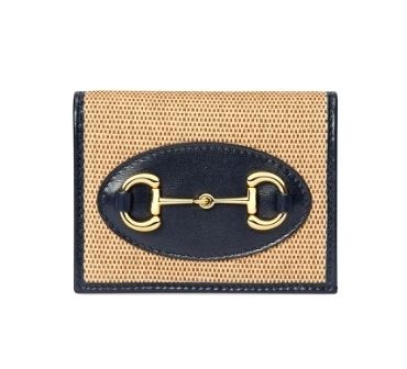 GUCCI 1955 Horsebit 2020 SS Unisex Canvas Leather Folding Wallet Bridal Logo 