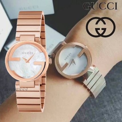 GUCCI Round Quartz Watches Stainless Elegant Style Analog Watches YA133515 