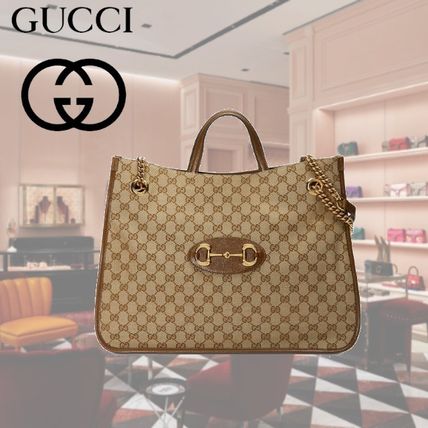 GUCCI 2020 SS Canvas Leather Office Style Elegant Style Totes 623695GY5OG 