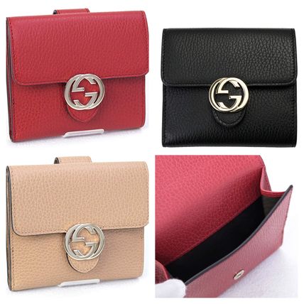 GUCCI 2020 21AW Unisex Plain Leather Folding Wallet Long Wallet 598167 