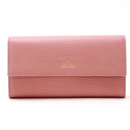 GUCCI 2018 Cruise Plain Leather Long Wallets 