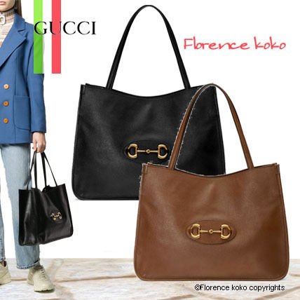 GUCCI 1955 Horsebit 2020 SS Calfskin A4 Elegant Style Totes
