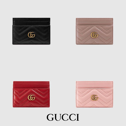 GUCCI GG Marmont 2019 20AW Unisex Leather Logo Card Holders 