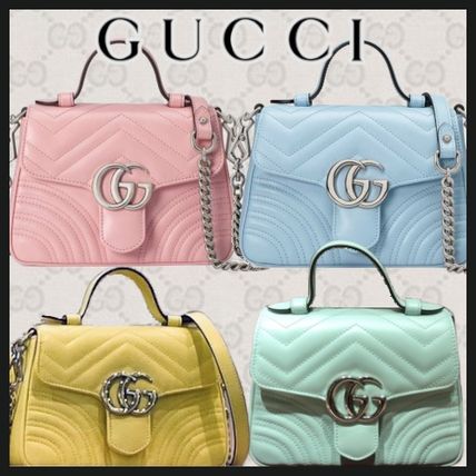GUCCI GG Marmont 2020 SS Casual Style Unisex 2WAY Chain Plain Leather Crossbody Logo