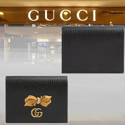 GUCCI 2020 21AW Leather Folding Wallet Small Wallet Logo Folding Wallets 524289 CAOXT 1163 