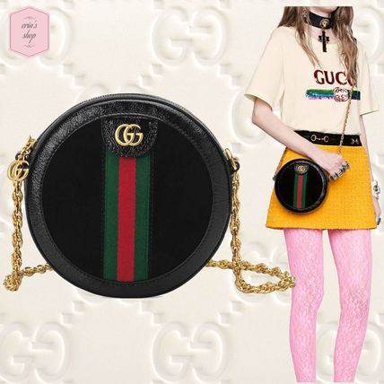 GUCCI Ophidia 2018 19AW Stripes Suede Chain Plain Elegant Style Crossbody 