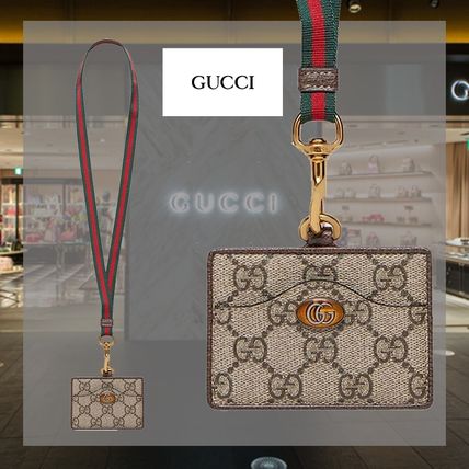 GUCCI Ophidia Unisex Canvas Logo Card Holders 