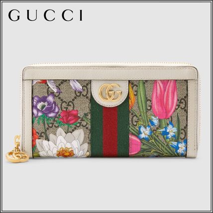 GUCCI Ophidia Ophidia Gg Flora Zip Around Wallet 523154 92YBC 9759 