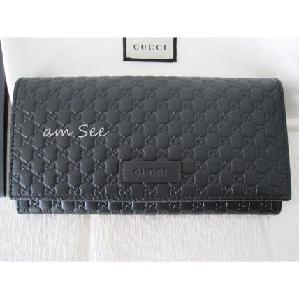 GUCCI Gucci Signature Leather Plain Leather Logo Long Wallets 8074015795 