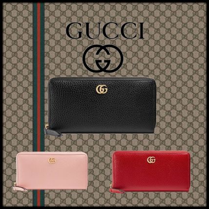 GUCCI 2020 SS Plain Leather Long Wallet Logo Long Wallets