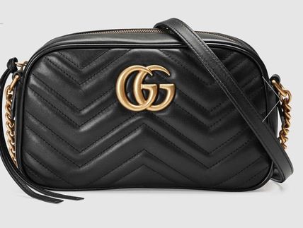 GUCCI GG Marmont Street Style Leather Logo Shoulder Bags 
